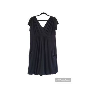 Karin Stevens Women's Size 14 Dress Solid Black Buckle Party Cocktail Stretchy